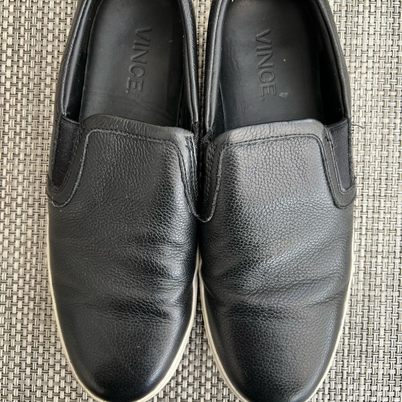 Men’s “Vince” Black Leather Slip-Ons